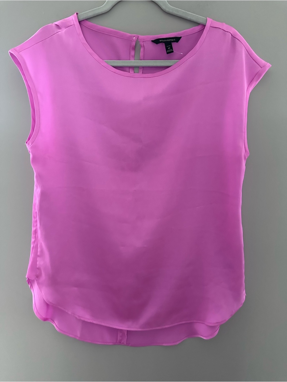 Banana Republic Bright Pink Cap-Sleeve Silk-Like Shell